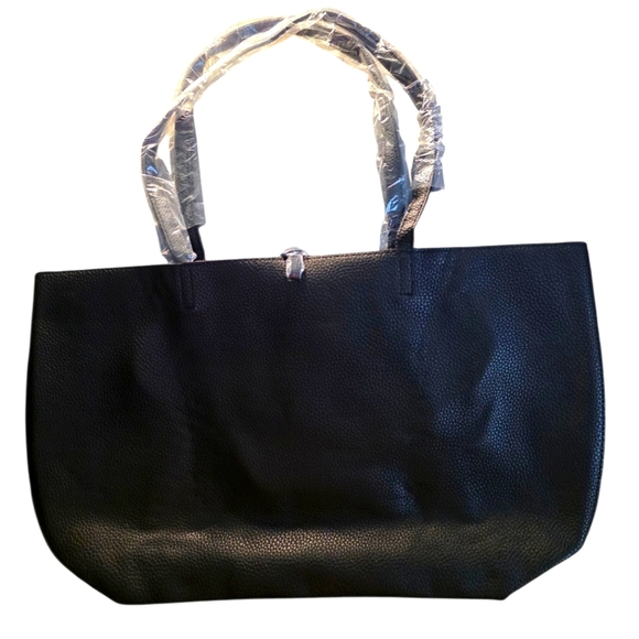 Badgley Mischka Black Tote Bag with Gold Chain Accents - Picture 2 of 6